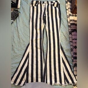 Altar'd State Black and White Striped Flare Jeans
